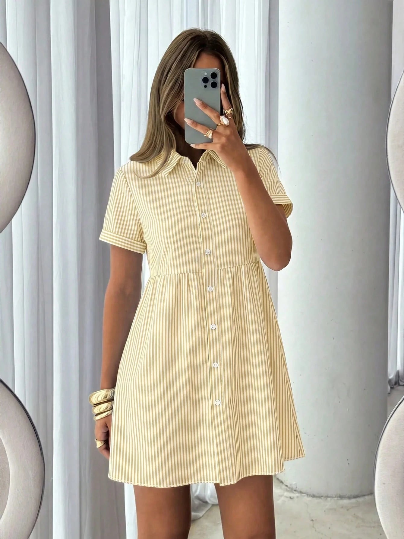 Siren Gaze Women's White Pleated Casual Daily Wear Dress Vacation