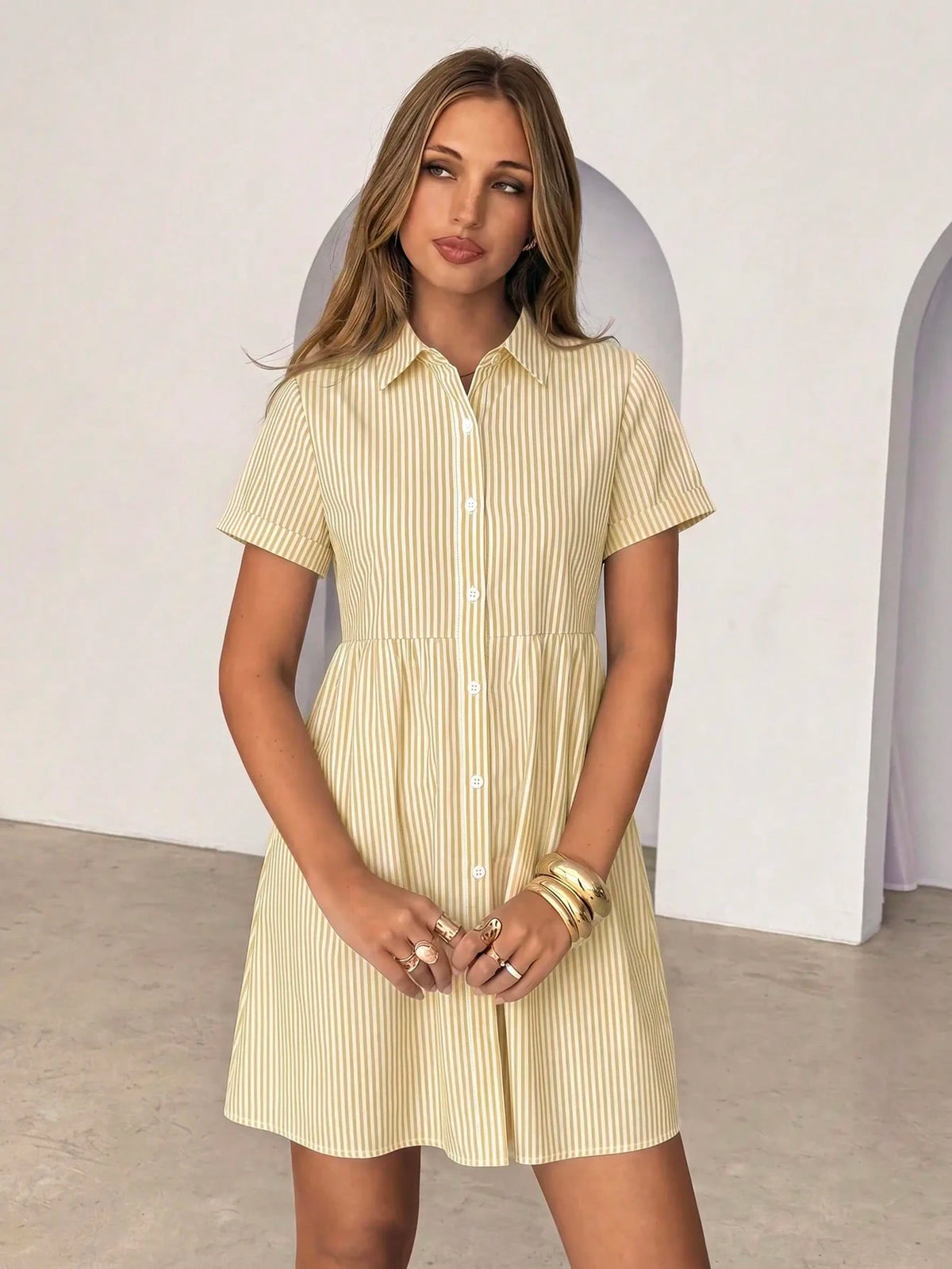 Siren Gaze Women's White Pleated Casual Daily Wear Dress Vacation Summer - image 17