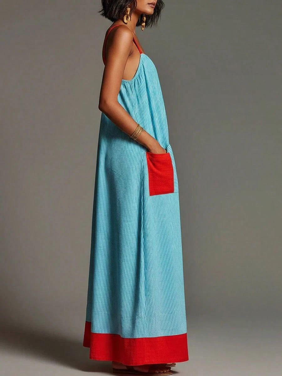 2026 Summer Women's Striped Elegant High-End Strap Dress For Travel