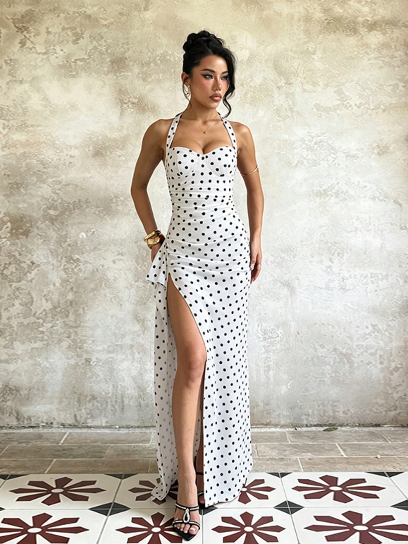 Elegant Sexy Solid Color Party Dress, Featuring Back Slit Design And Asymmetrical/Asymmetrical High Slit To - image 3