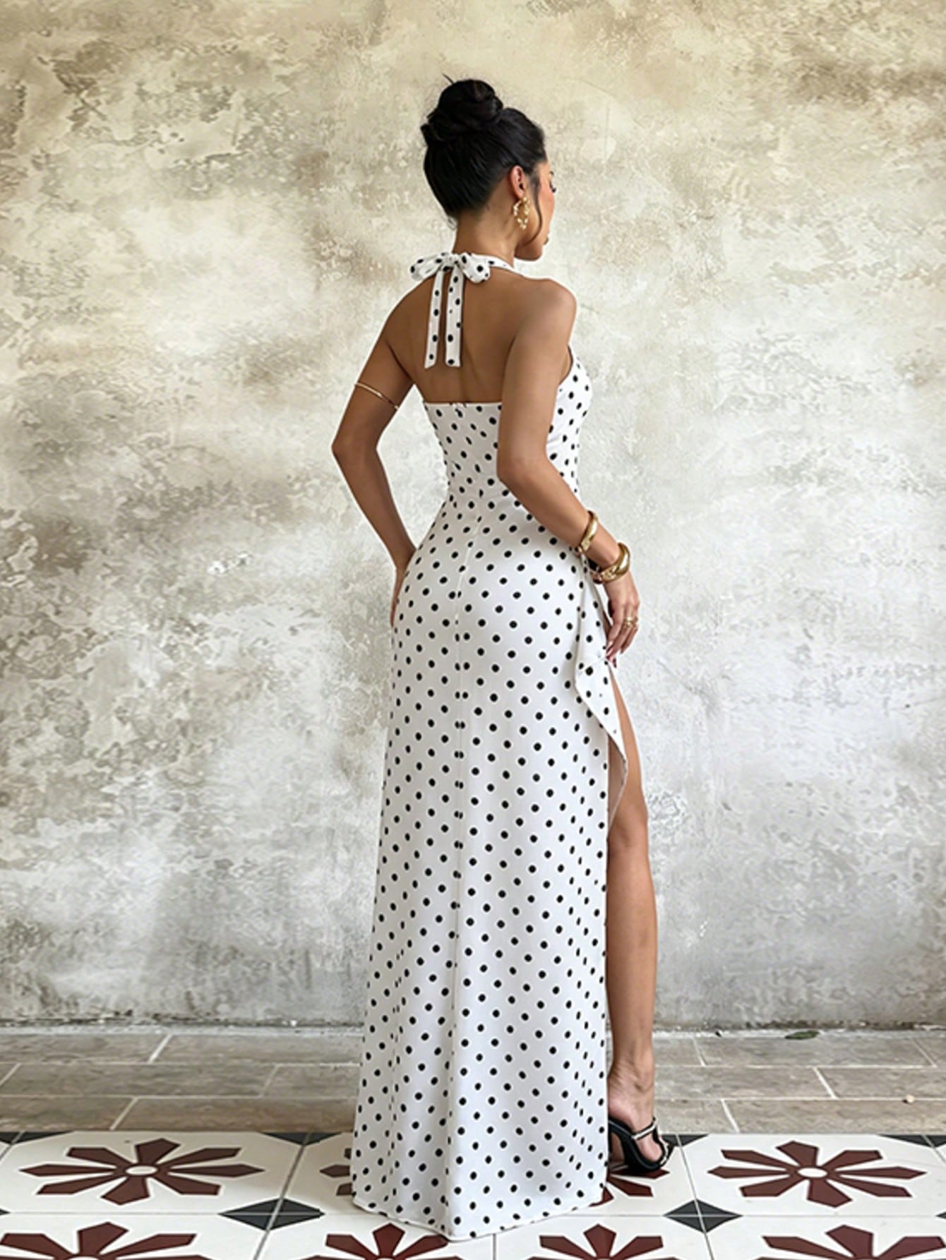 Elegant Sexy Solid Color Party Dress, Featuring Back Slit Design And Asymmetrical/Asymmetrical High Slit To - image 7