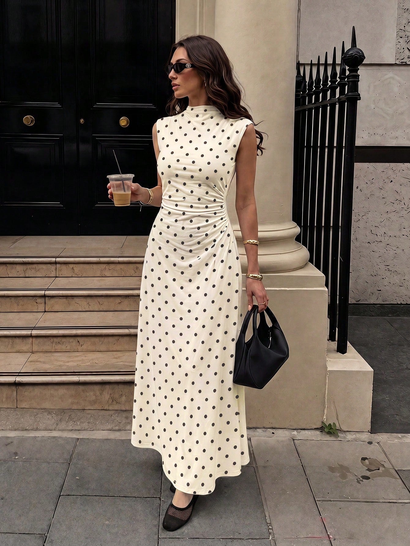 Firerie New Minimalist Elegant Romantic Date Brunch Daily Commute Leopard Print Small Stand Collar Sleeveless - image 3