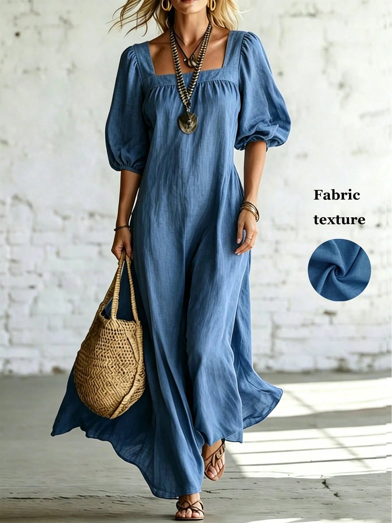 Casual Vacation Soft Textured Draping Fabric Loose Women's Dress,
