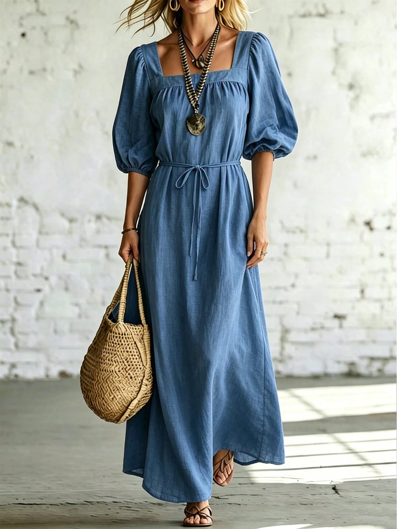 Casual Vacation Soft Textured Draping Fabric Loose Women's Dress,