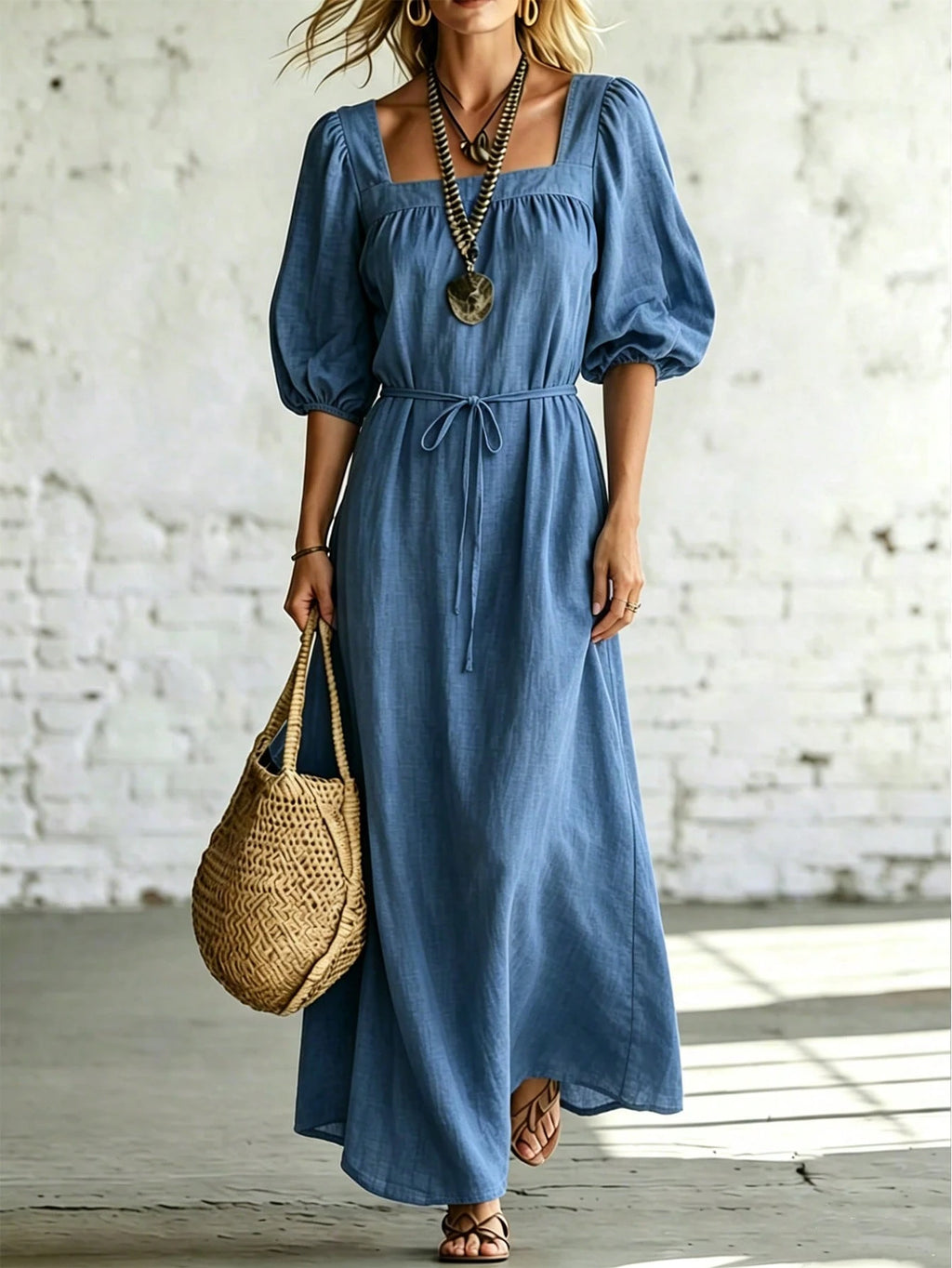 Casual Vacation Soft Textured Draping Fabric Loose Women's Dress,