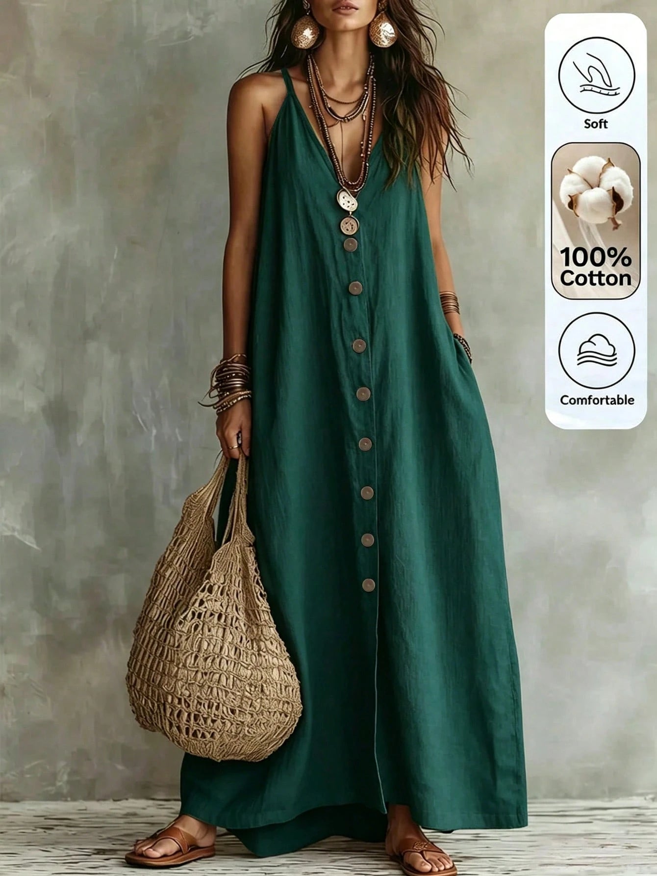 Women's Casual Boho Solid Color Dress For Summer Holiday