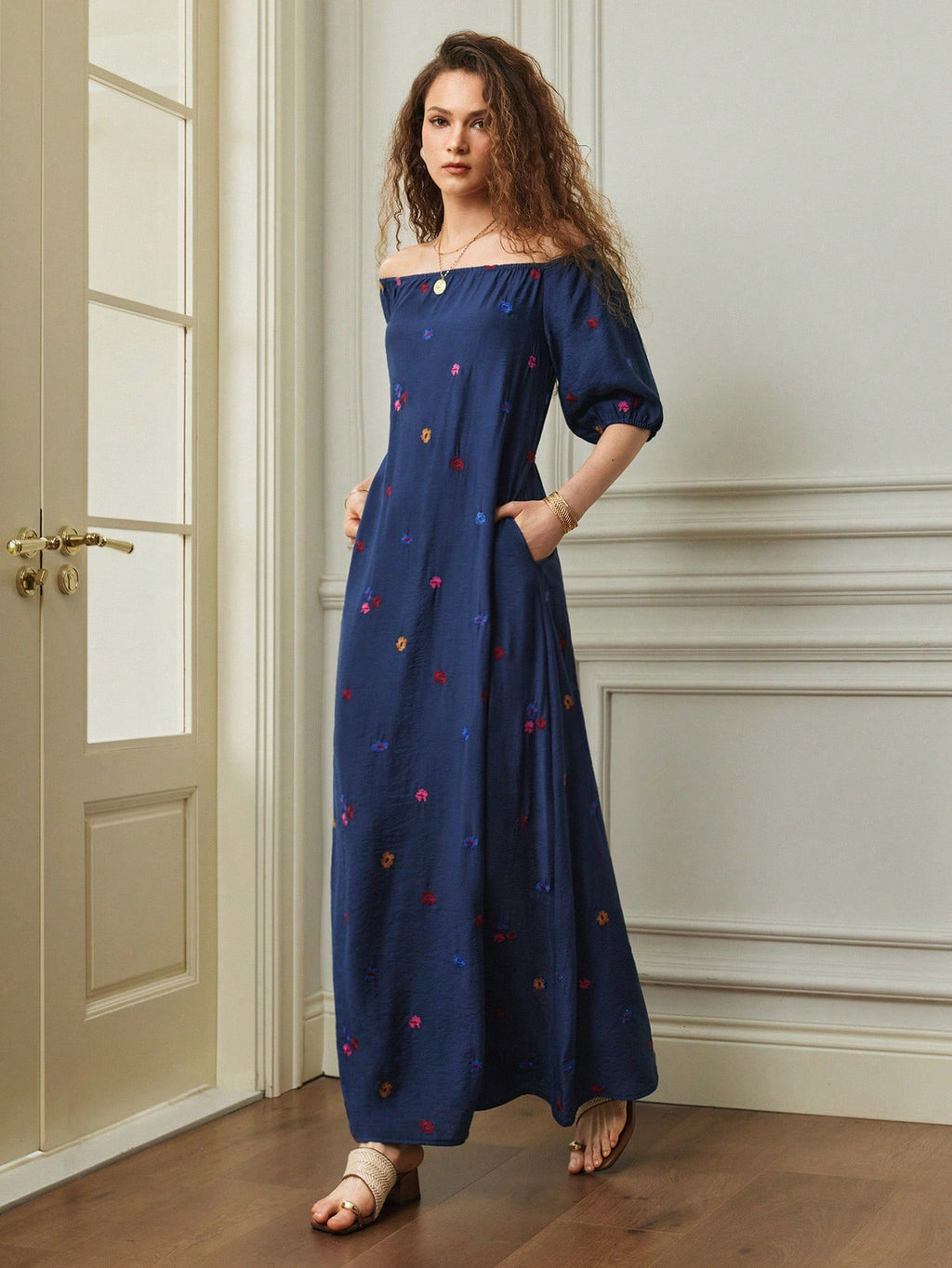 Holidaya Women's Vacation Casual Solid Color Off-Shoulder Dress