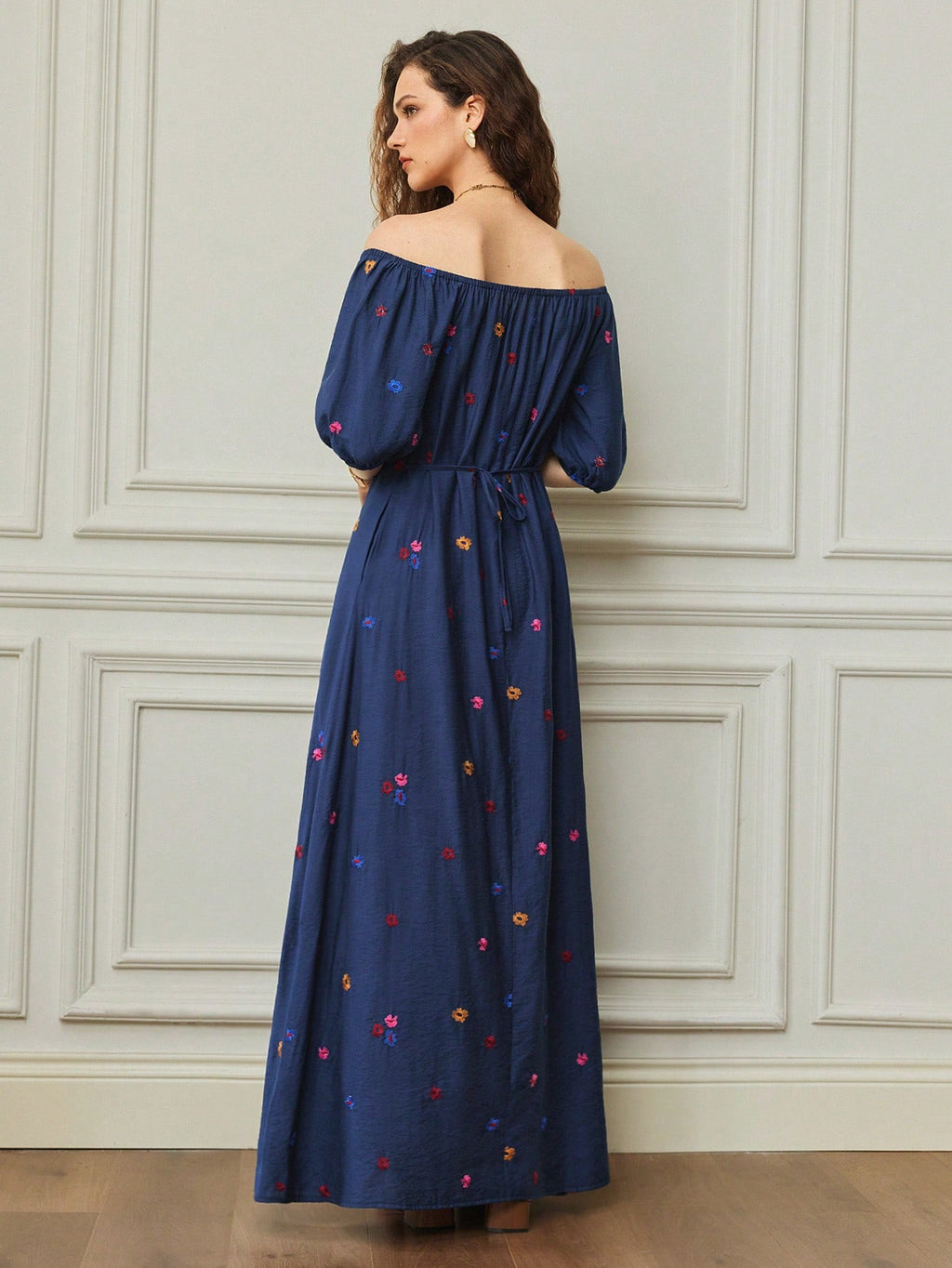 Holidaya Women's Vacation Casual Solid Color Off-Shoulder Dress