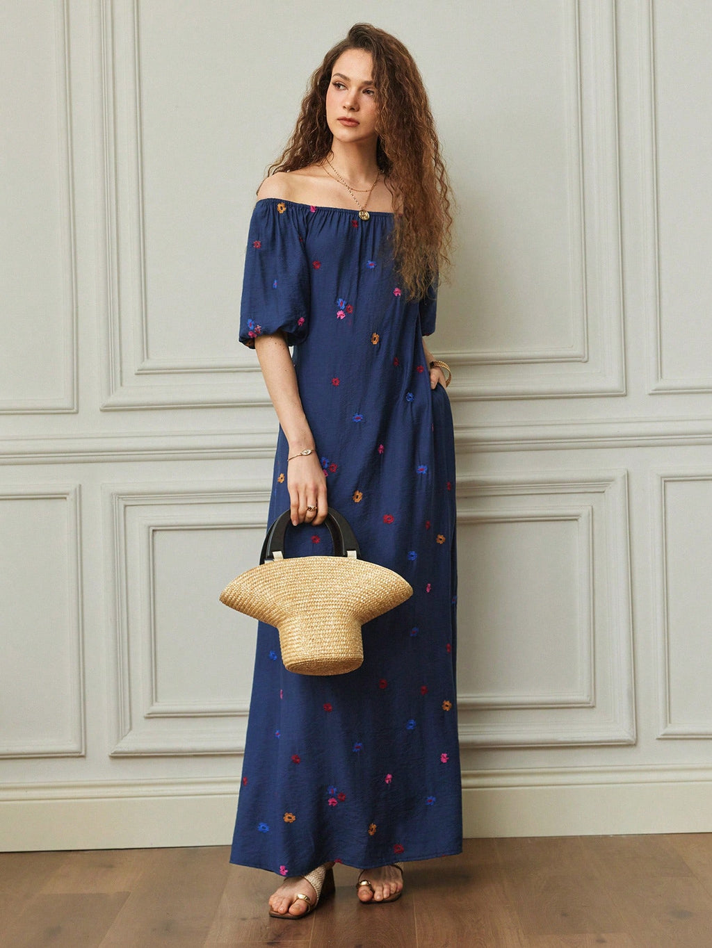 Holidaya Women's Vacation Casual Solid Color Off-Shoulder Dress