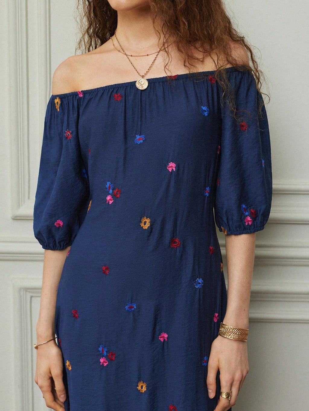 Holidaya Women's Vacation Casual Solid Color Off-Shoulder Dress
