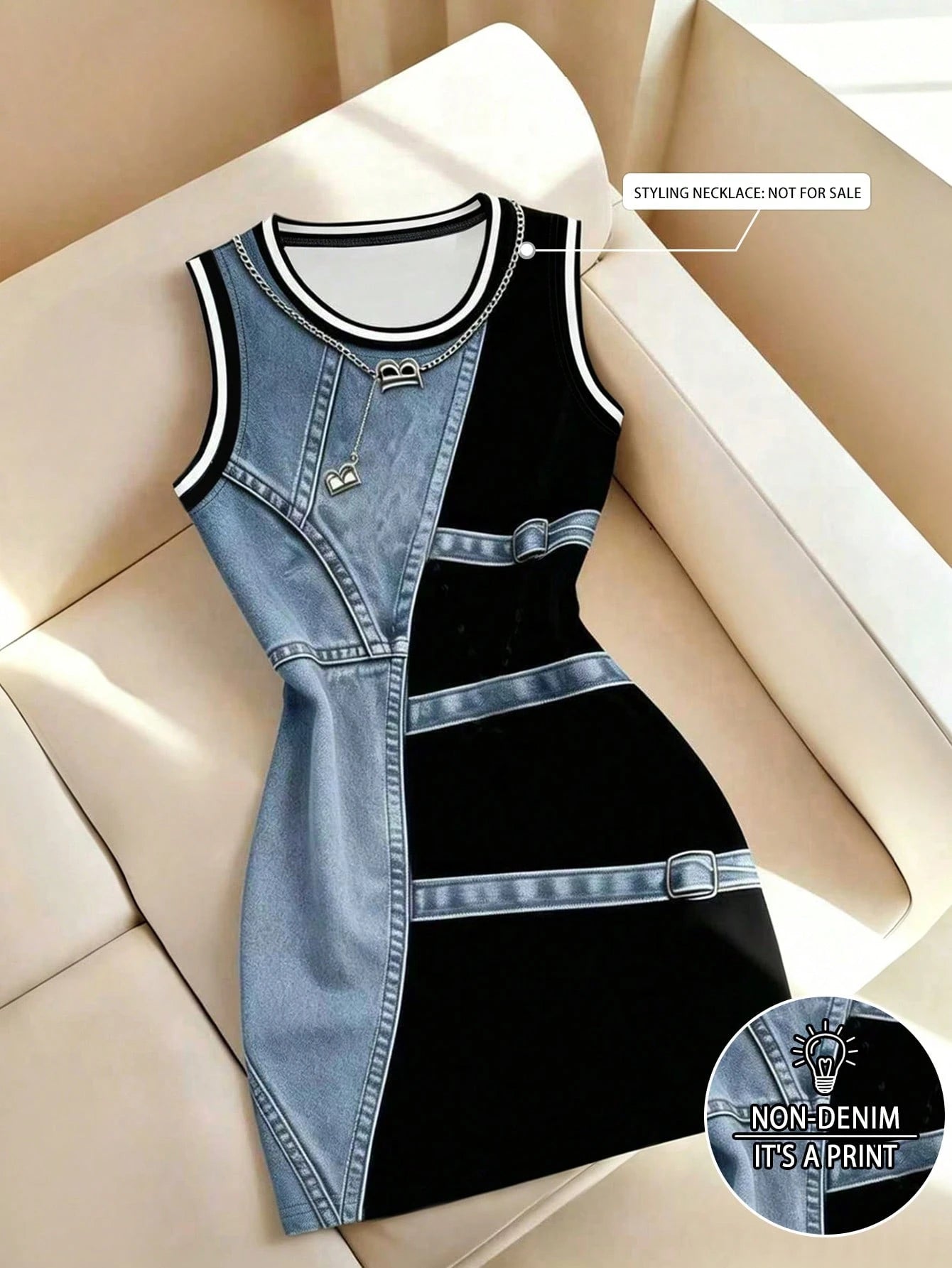 Resyla Women's Faux 3D Digital Print, Contrast Color Casual Fashion