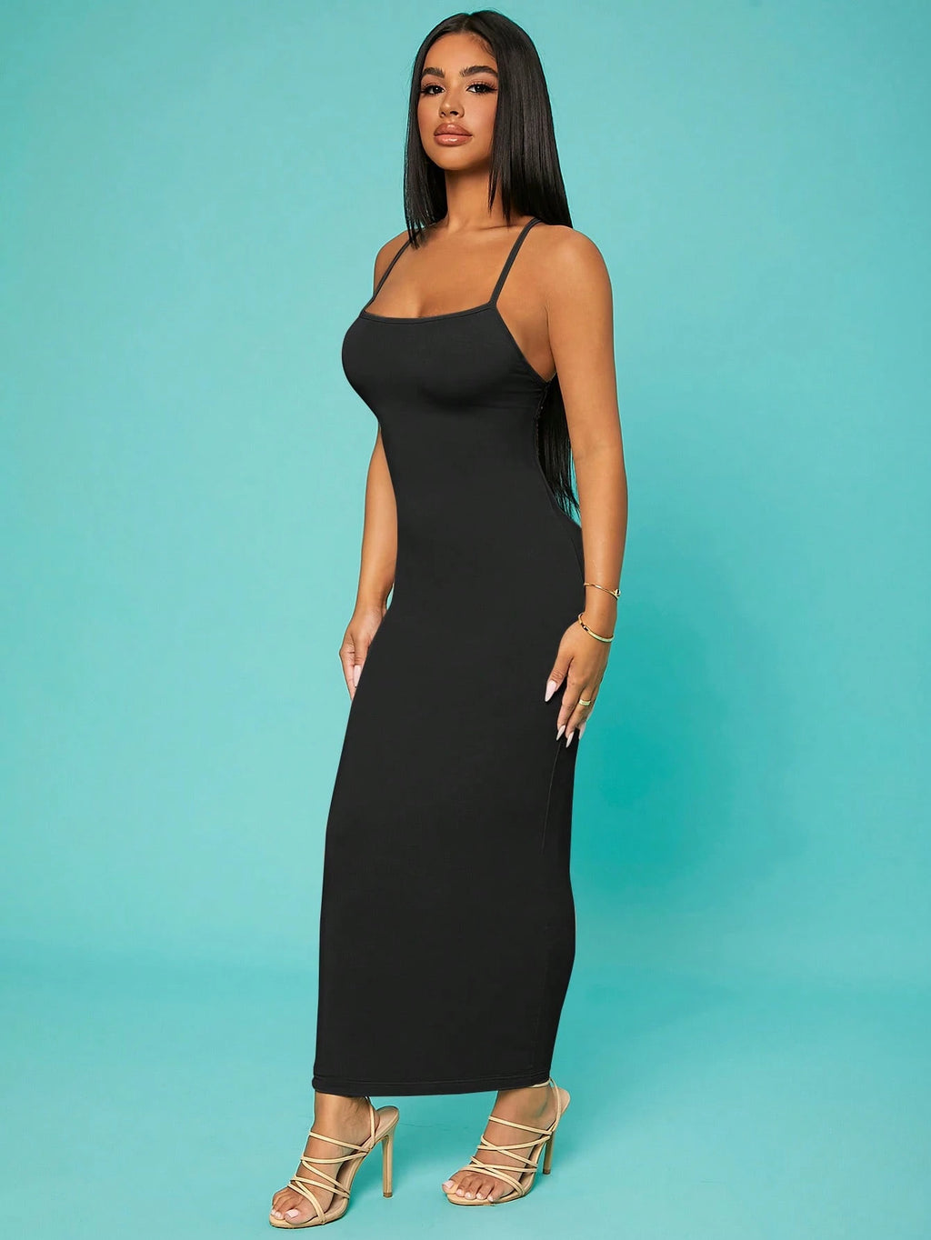 SXY Solid Criss-Cross Backless Bodycon Dress Concert Long Summer