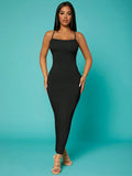 SXY Solid Criss-Cross Backless Bodycon Dress Concert Long Summer