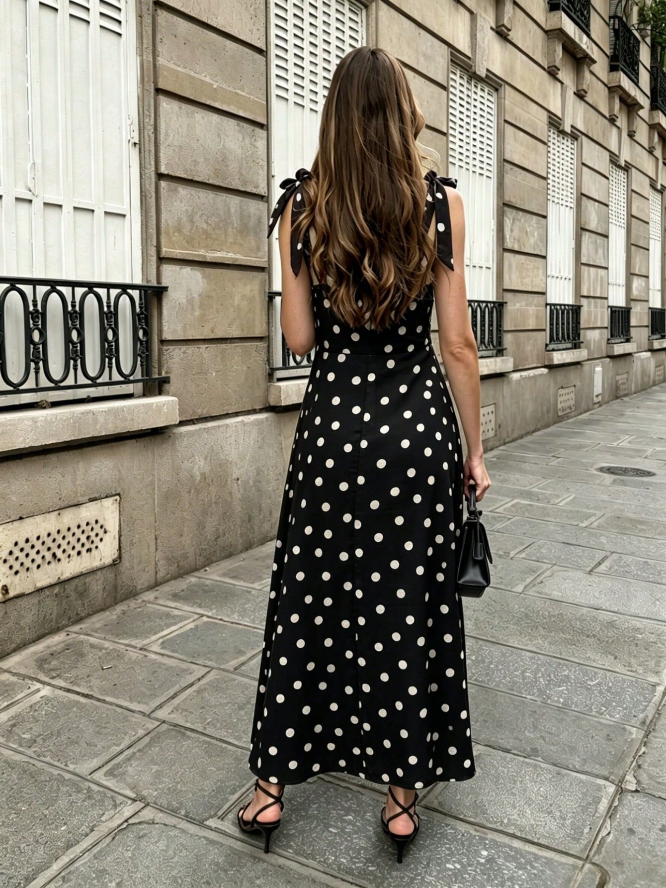 Pariaura Women's Polka Dot Midi Strap Dress