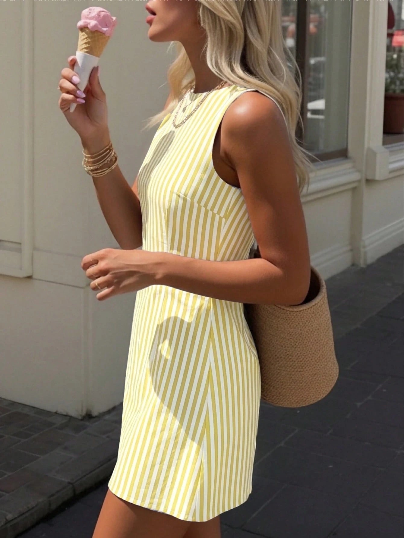 Pullover Dress, Yarn-Dyed Lightweight Polyester Non-Stretch Fabric