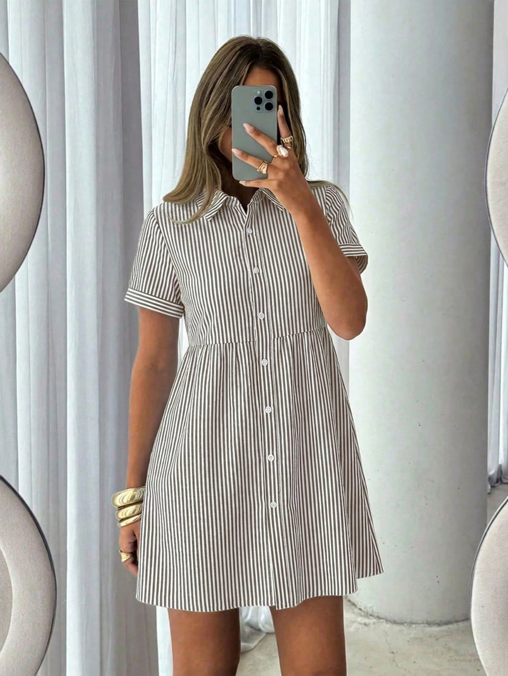 Siren Gaze Women's White Pleated Casual Daily Wear Dress Vacation