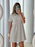 Siren Gaze Women's White Pleated Casual Daily Wear Dress Vacation
