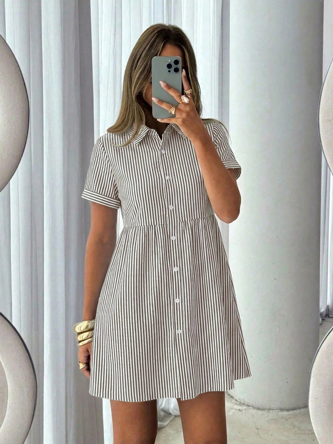 Siren Gaze Women's White Pleated Casual Daily Wear Dress Vacation