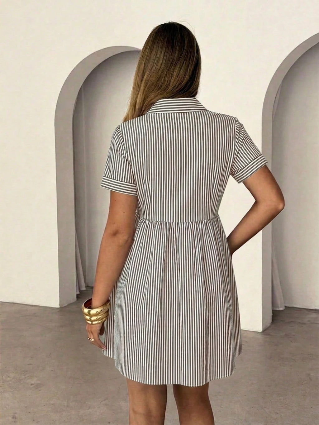 Siren Gaze Women's White Pleated Casual Daily Wear Dress Vacation