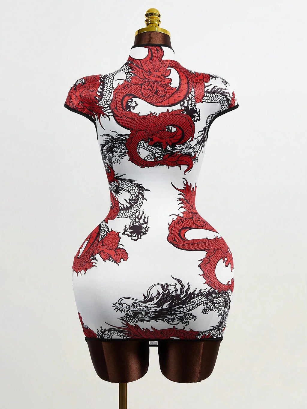 Mistrie Chinese Style Modified Cheongsam Dress, Black Calligraphy