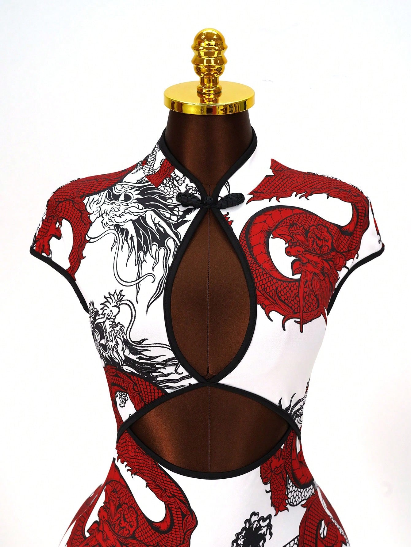 Mistrie Chinese Style Modified Cheongsam Dress, Black Calligraphy