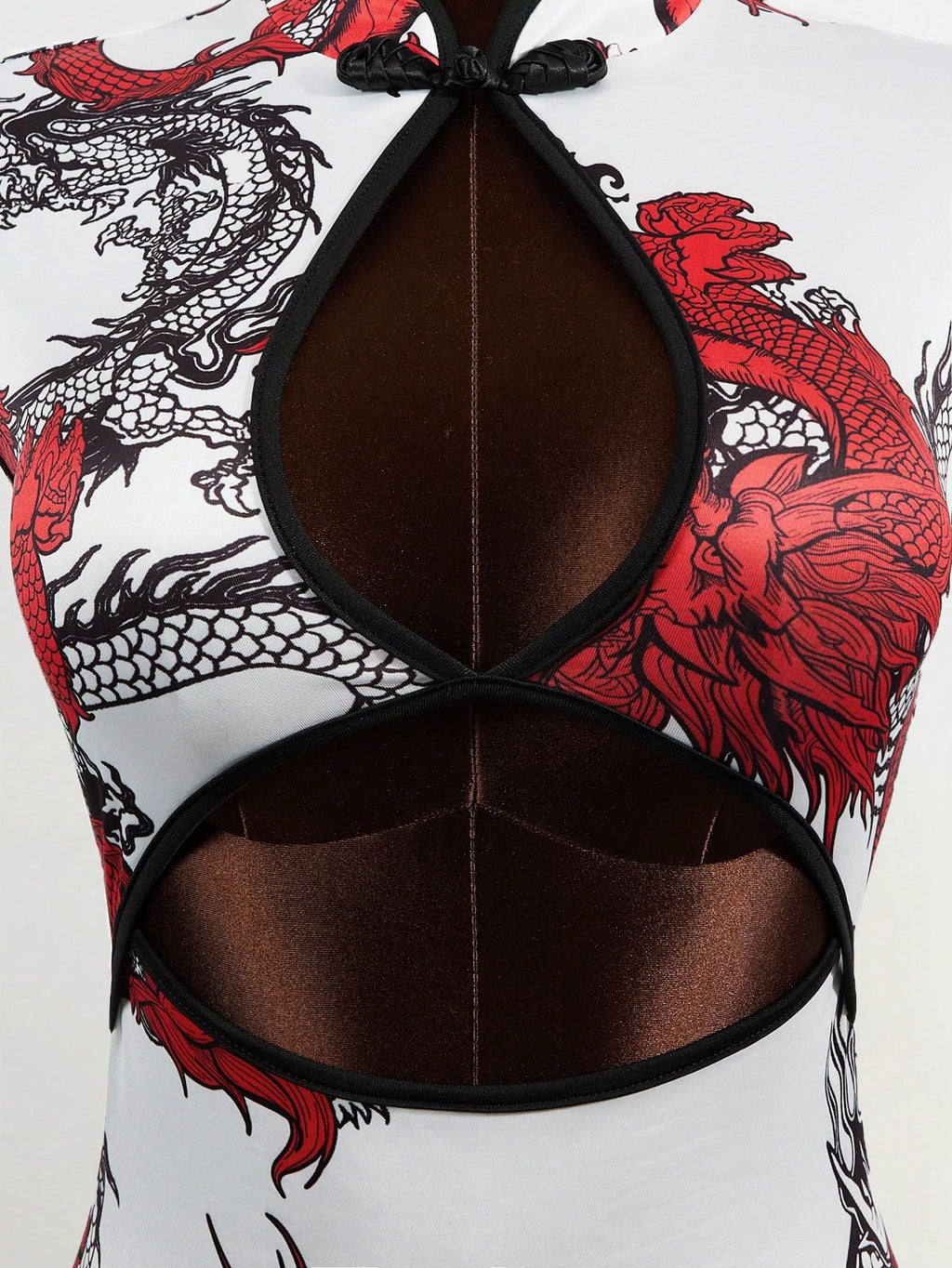 Mistrie Chinese Style Modified Cheongsam Dress, Black Calligraphy
