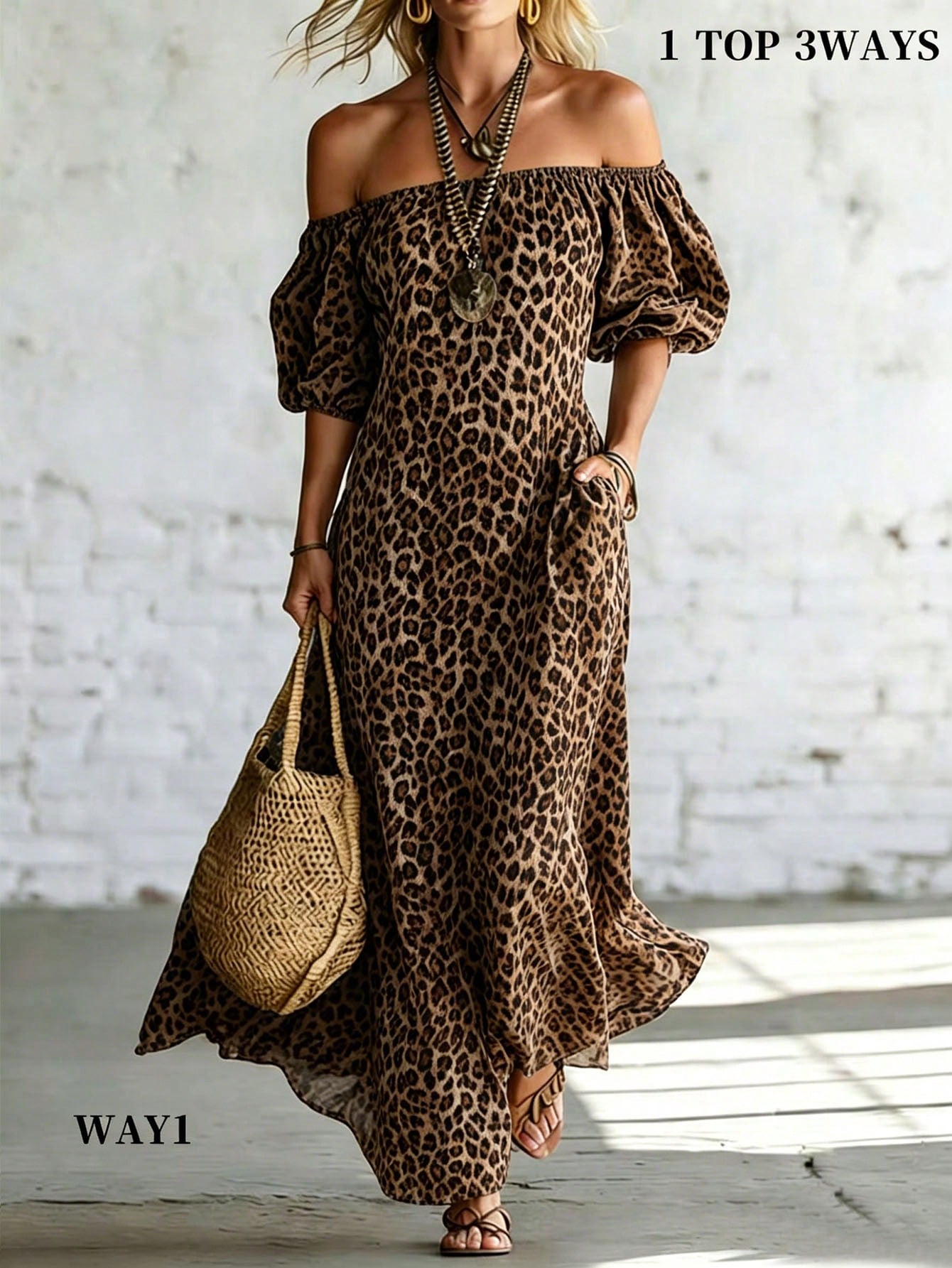 Holidaya Women's Vacation Casual Solid Color Off-Shoulder Dress
