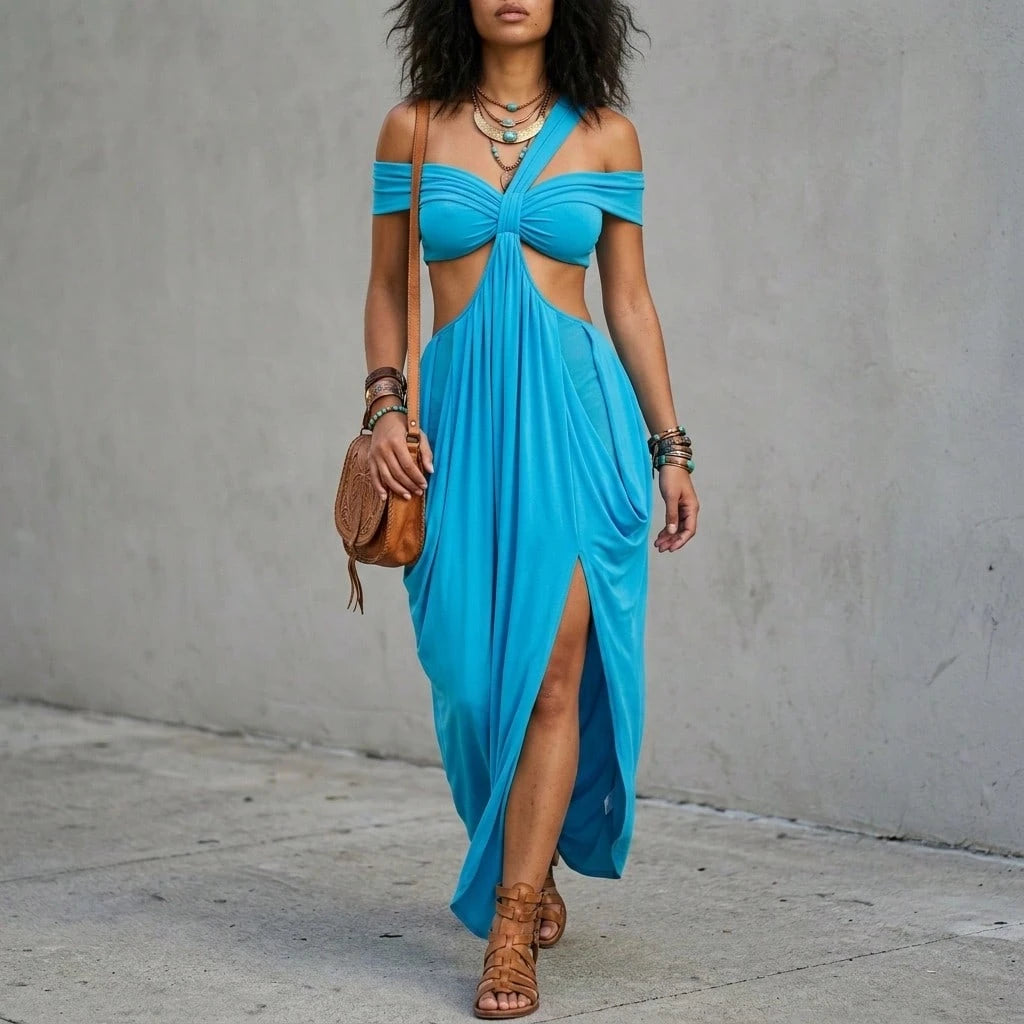 2025 Summer New Fashion Women's Sexy Strapless Slim-Fit Solid Color Sheer Mesh Dress - image 13