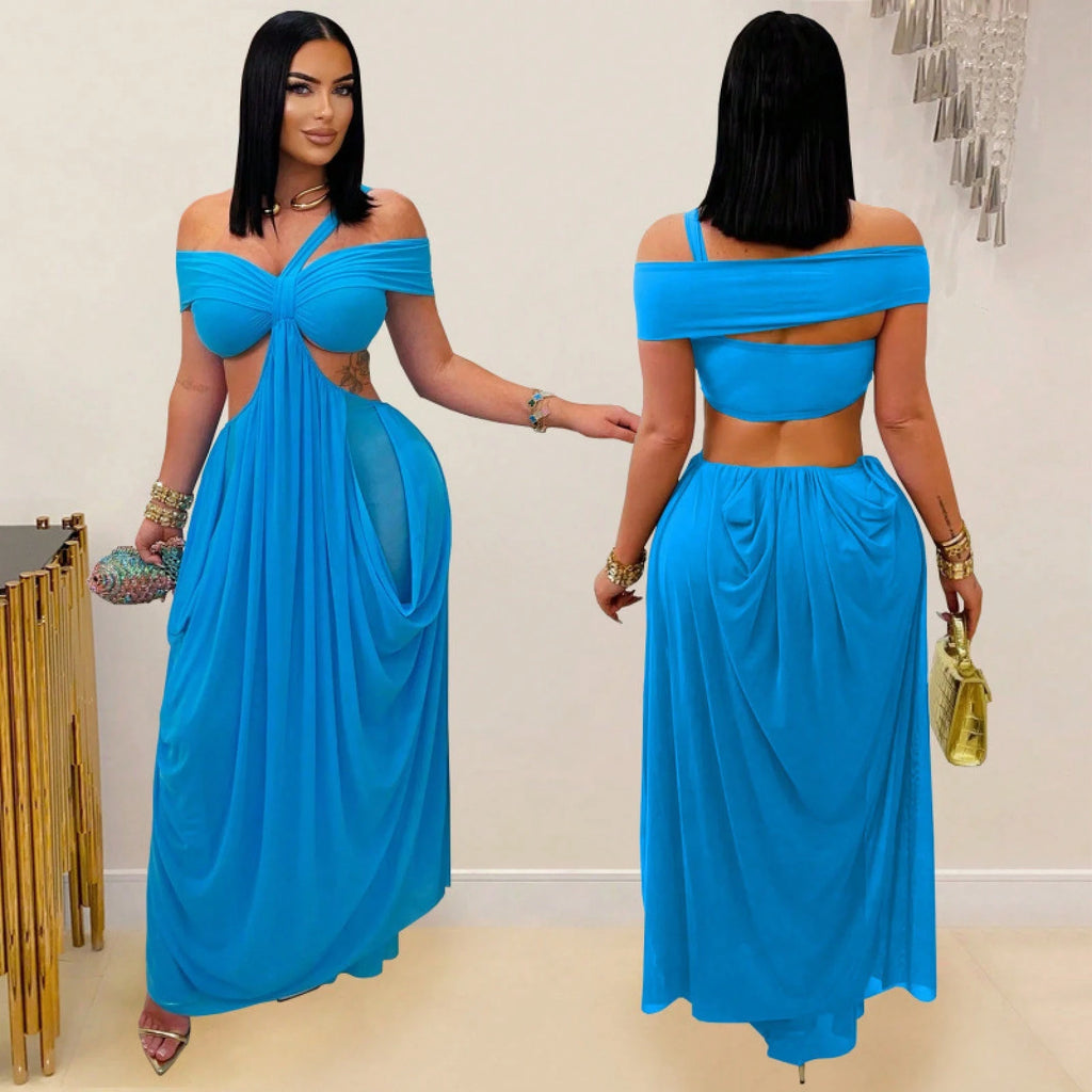 2025 Summer New Fashion Women's Sexy Strapless Slim-Fit Solid Color Sheer Mesh Dress - image 4