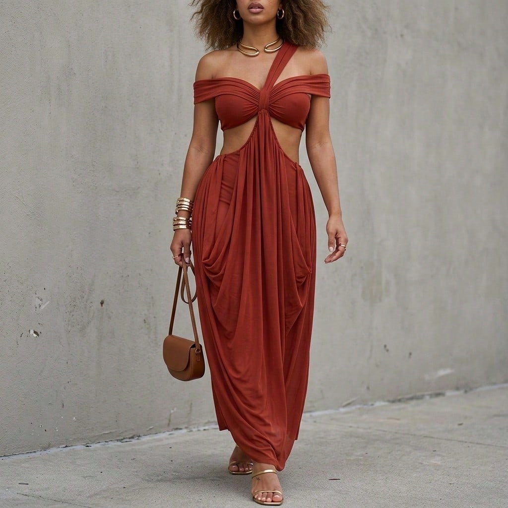 2025 Summer New Fashion Women's Sexy Strapless Slim-Fit Solid Color Sheer Mesh Dress - image 14