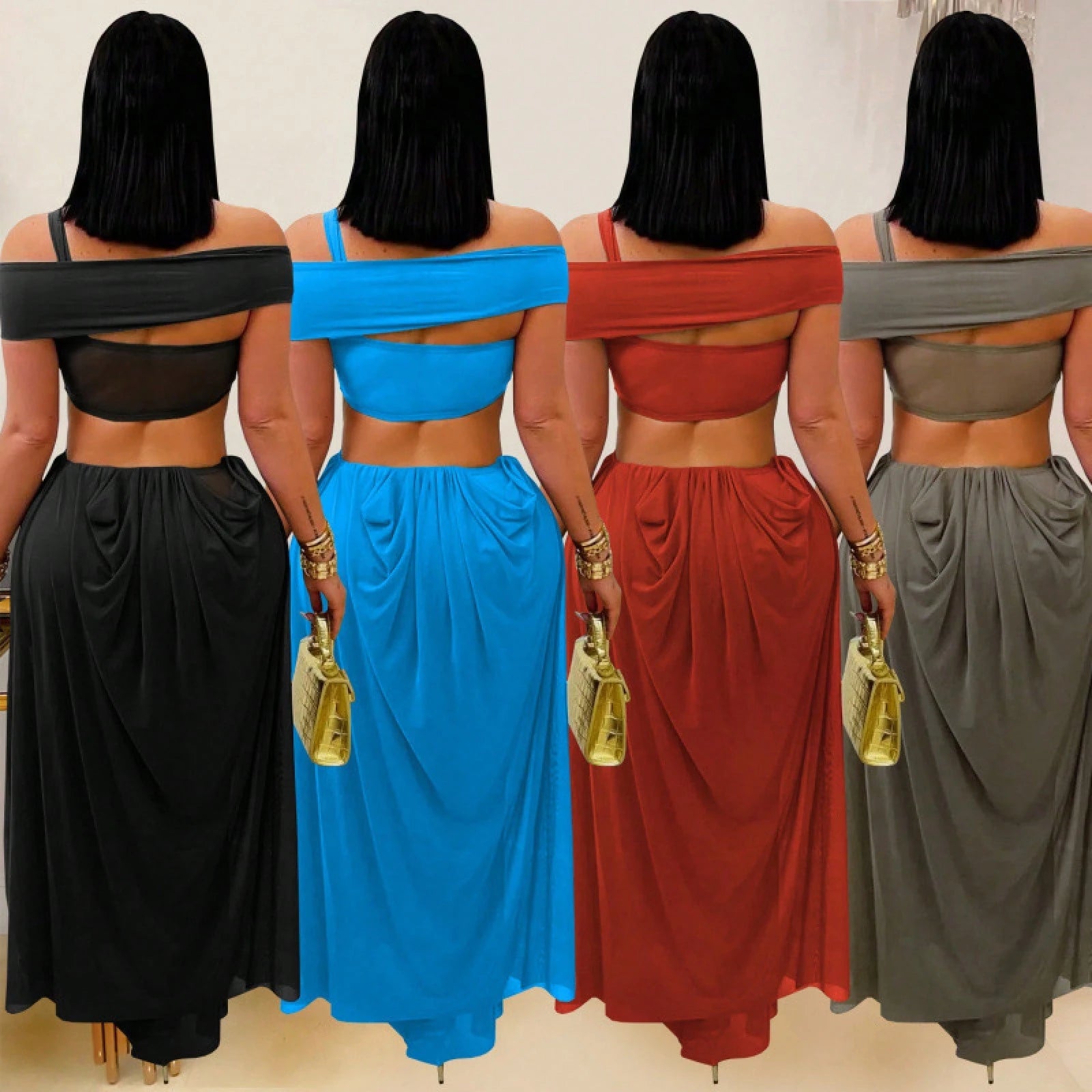 2025 Summer New Fashion Women's Sexy Strapless Slim-Fit Solid Color Sheer Mesh Dress - image 10