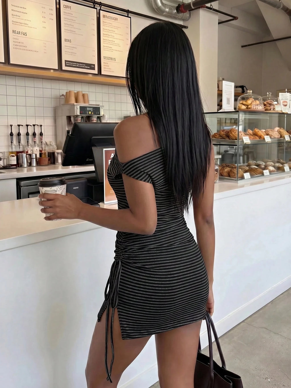 FavEase Women's Striped Sexy Off-Shoulder Dress, Casual Everyday Wear, YK2 - image 19