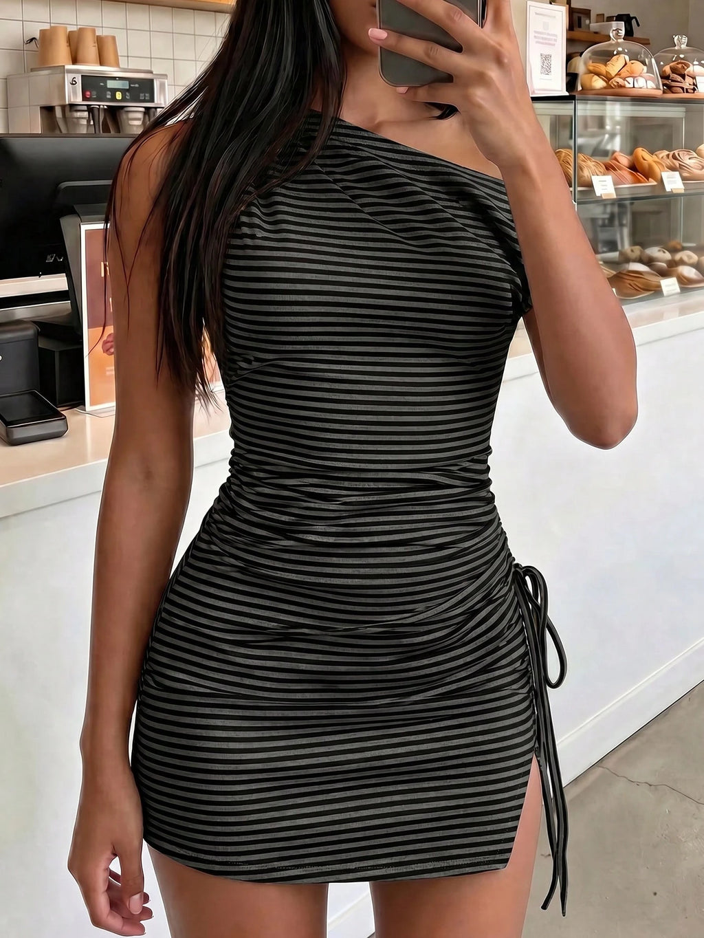 FavEase Women's Striped Sexy Off-Shoulder Dress, Casual Everyday Wear, YK2 - image 20