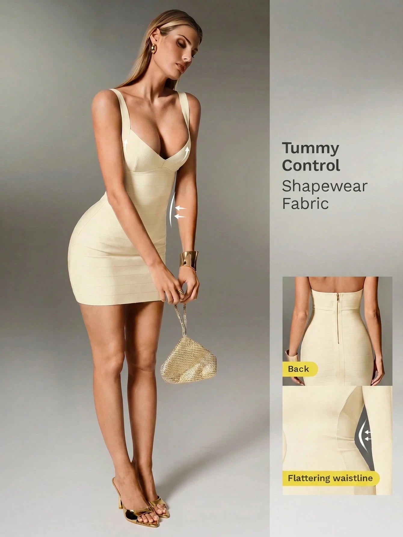 Nuvra Bandage Sage Green Knit Spaghetti Strap Sleeveless Bodycon Mini