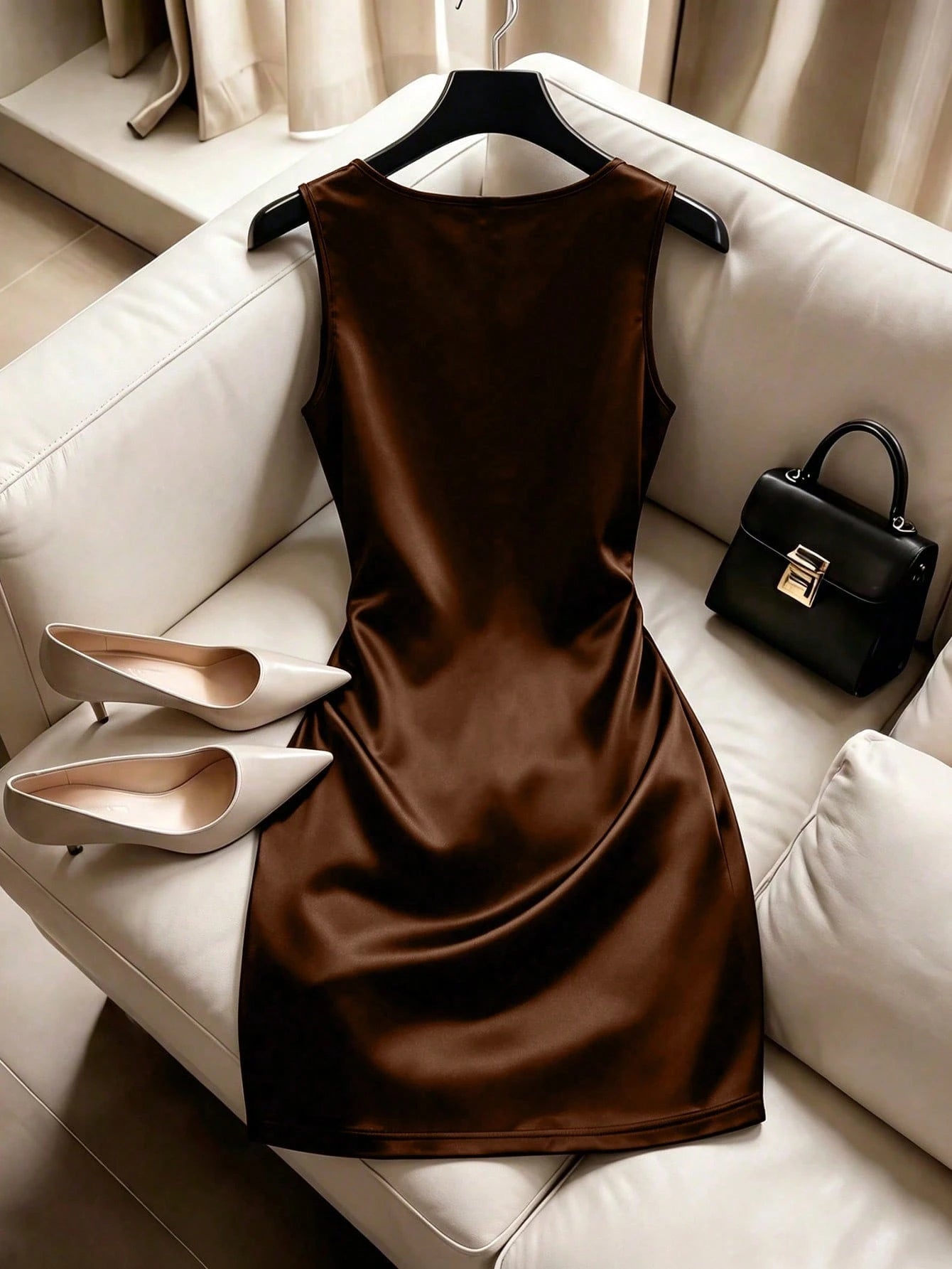 Franclia Fashionable High-End Fitted Pleated Sleeveless Sexy Women's