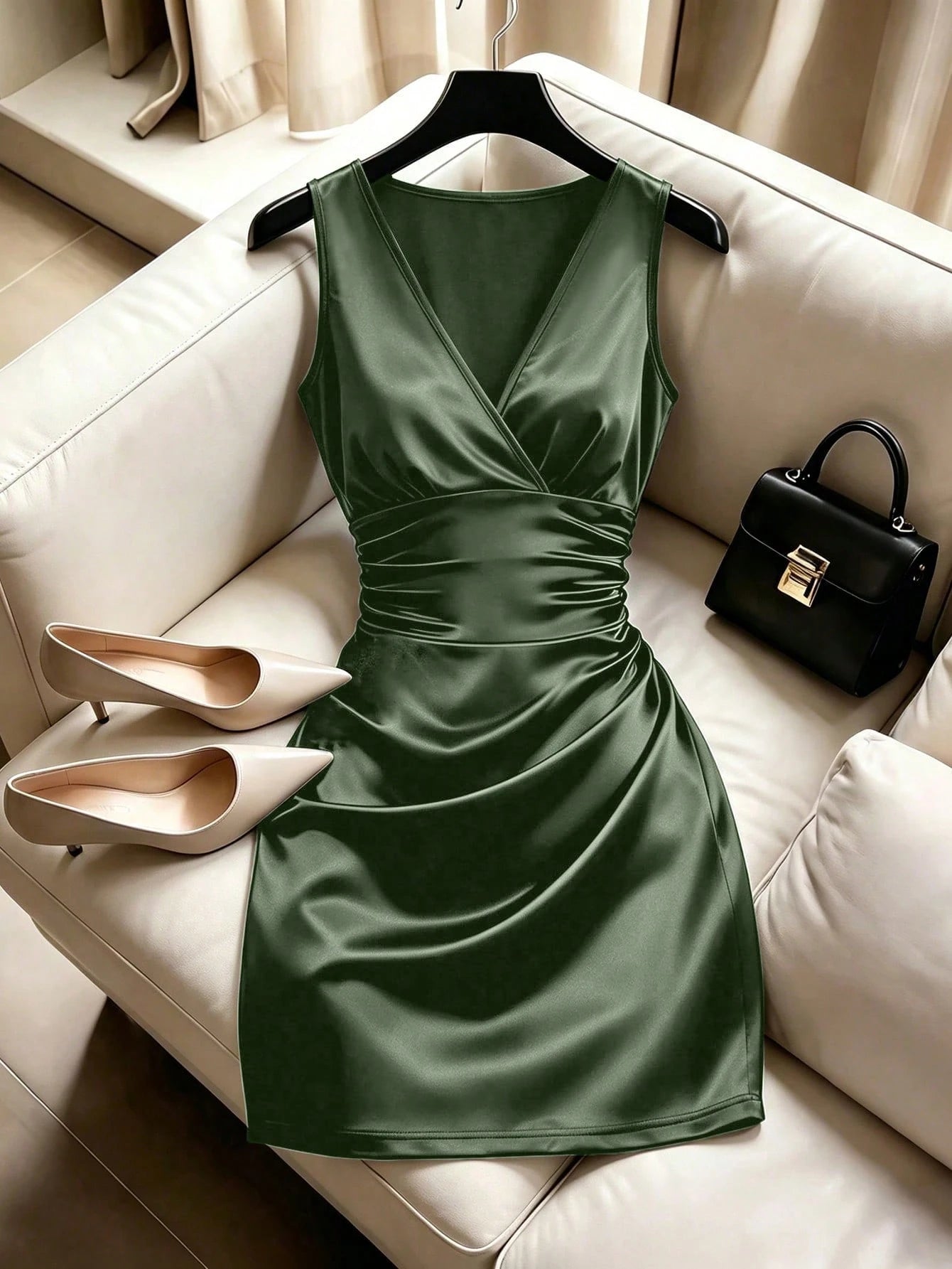 Franclia Fashionable High-End Fitted Pleated Sleeveless Sexy Women's