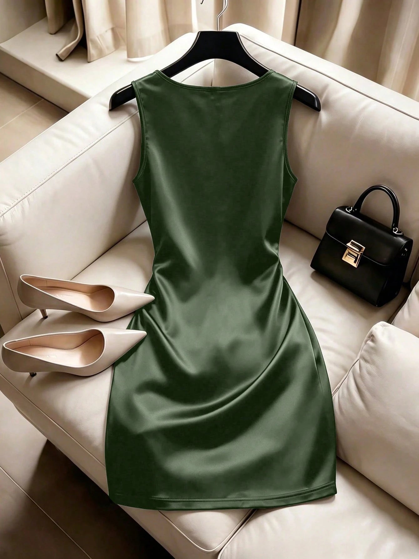 Franclia Fashionable High-End Fitted Pleated Sleeveless Sexy Women's