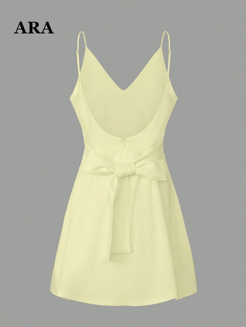 ARA CHIC Women's Pale Yellow Bow Backless V-Neck Spaghetti Strap