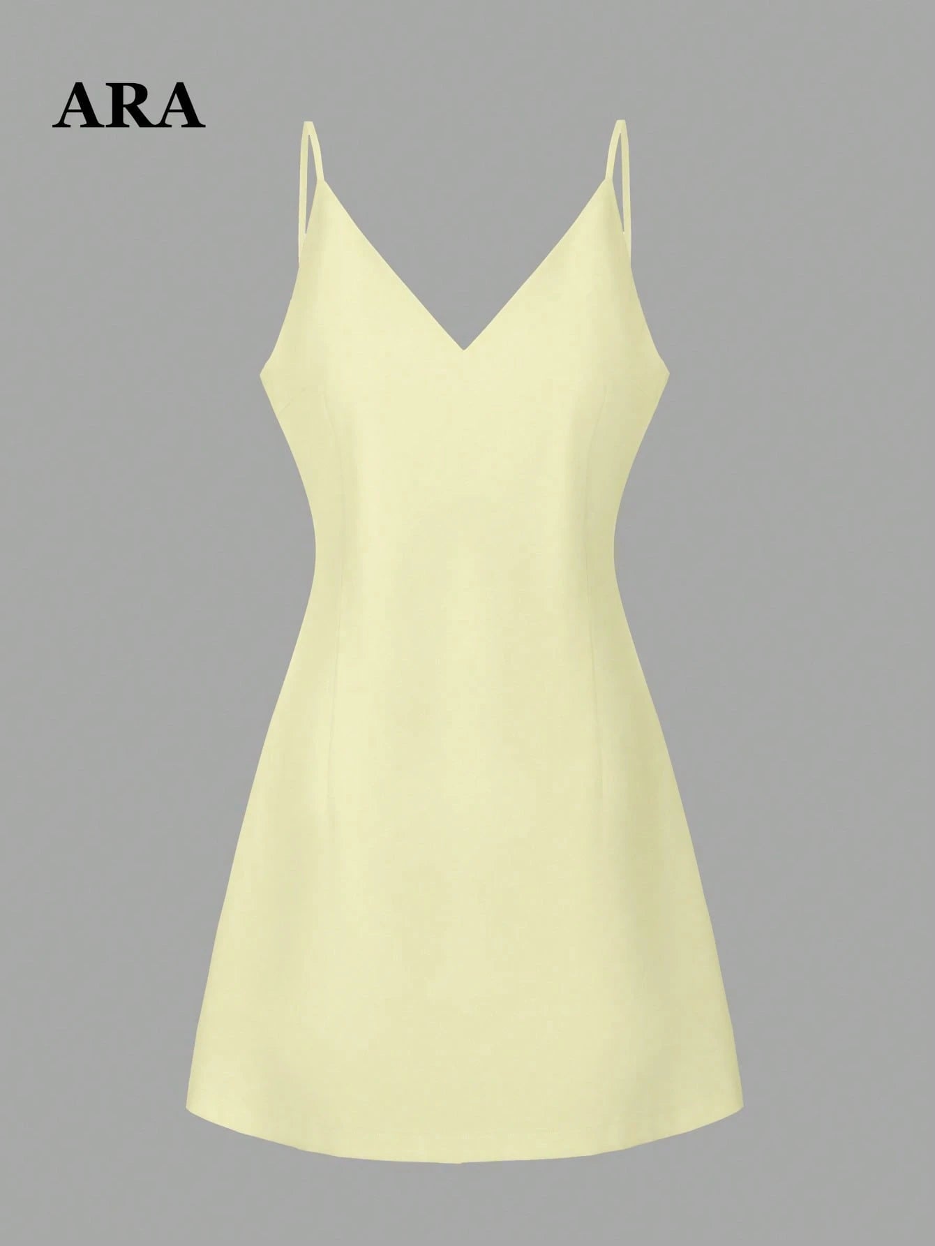 ARA CHIC Women's Pale Yellow Bow Backless V-Neck Spaghetti Strap