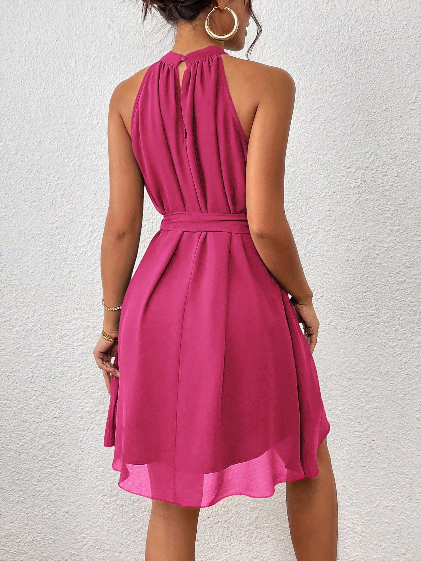 Firerie Solid Belted Halter Dress - image 10