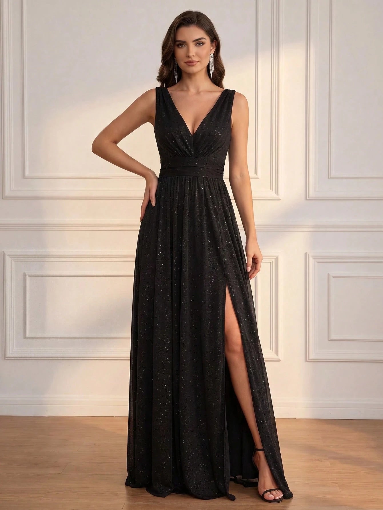XUCTHHC Elegant V-Neck Sleeveless Tulle A-Line Bridesmaid Dresses, Wedding Guest - image 10