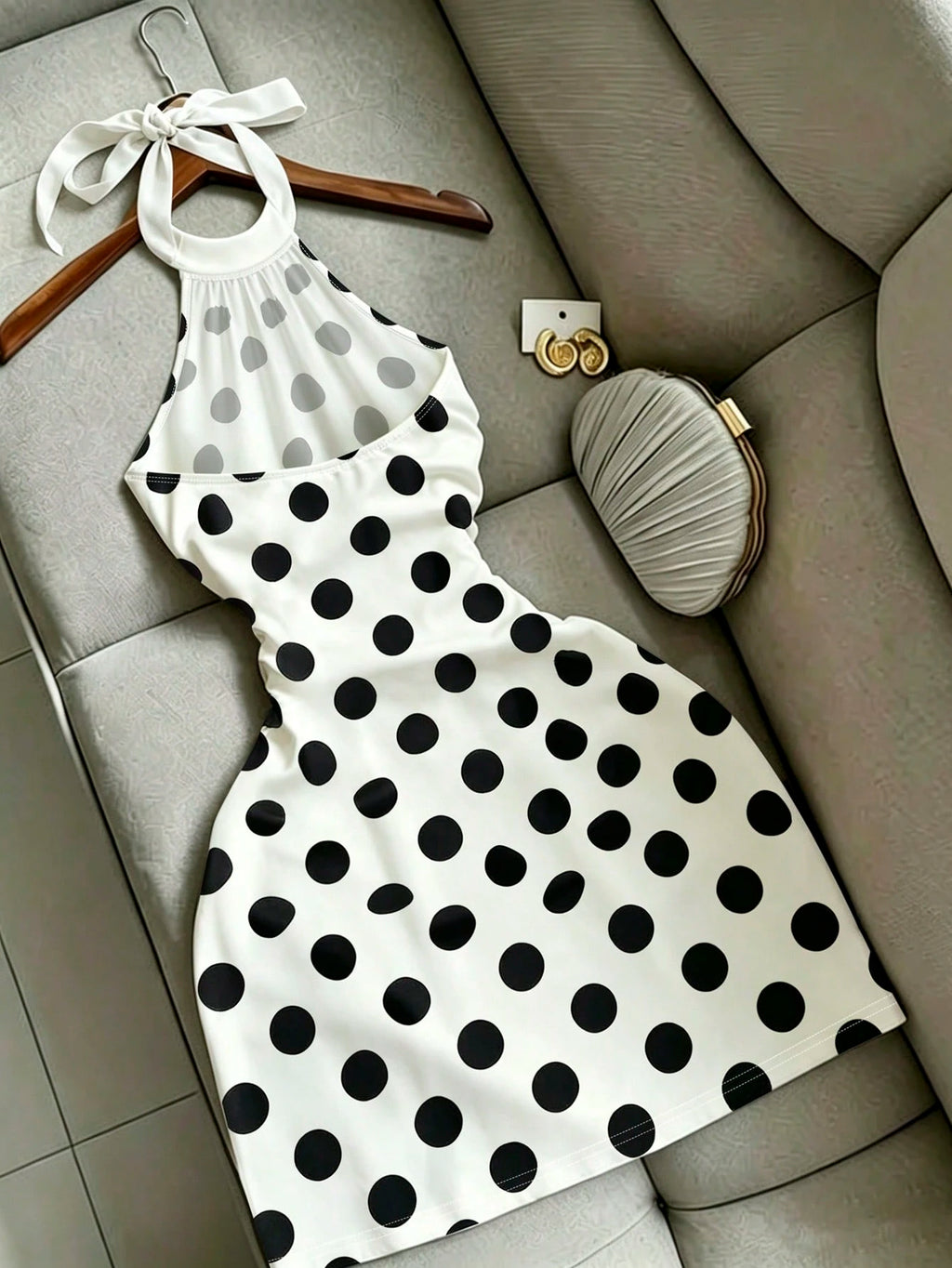 Franclia Summer Casual Vacation Halter Neck Fitted Sexy Tie-Up Short Dress For Women - image 2