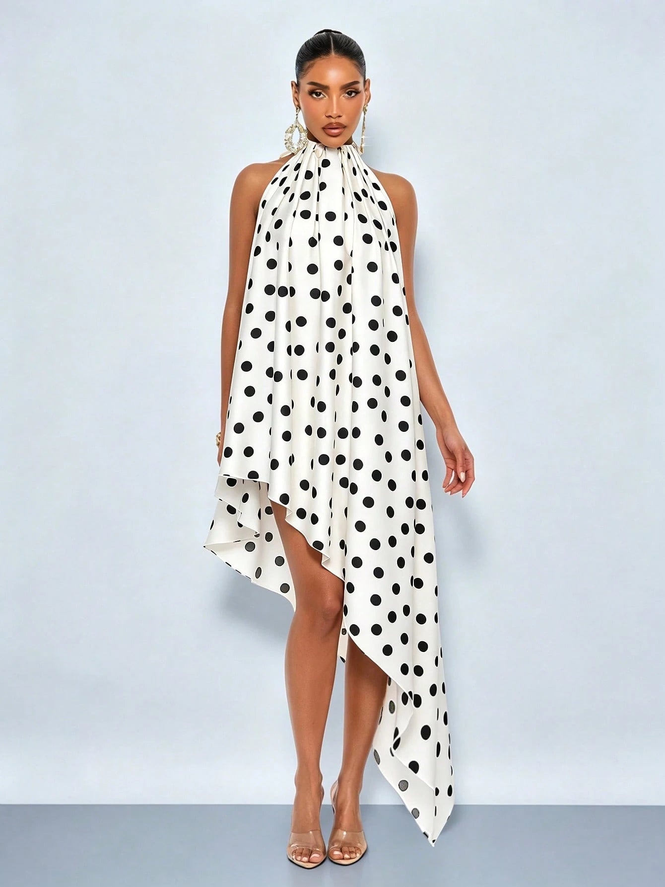SOLERSUN Women's Summer Elegant Sleeveless Polka Dot Halter Neck