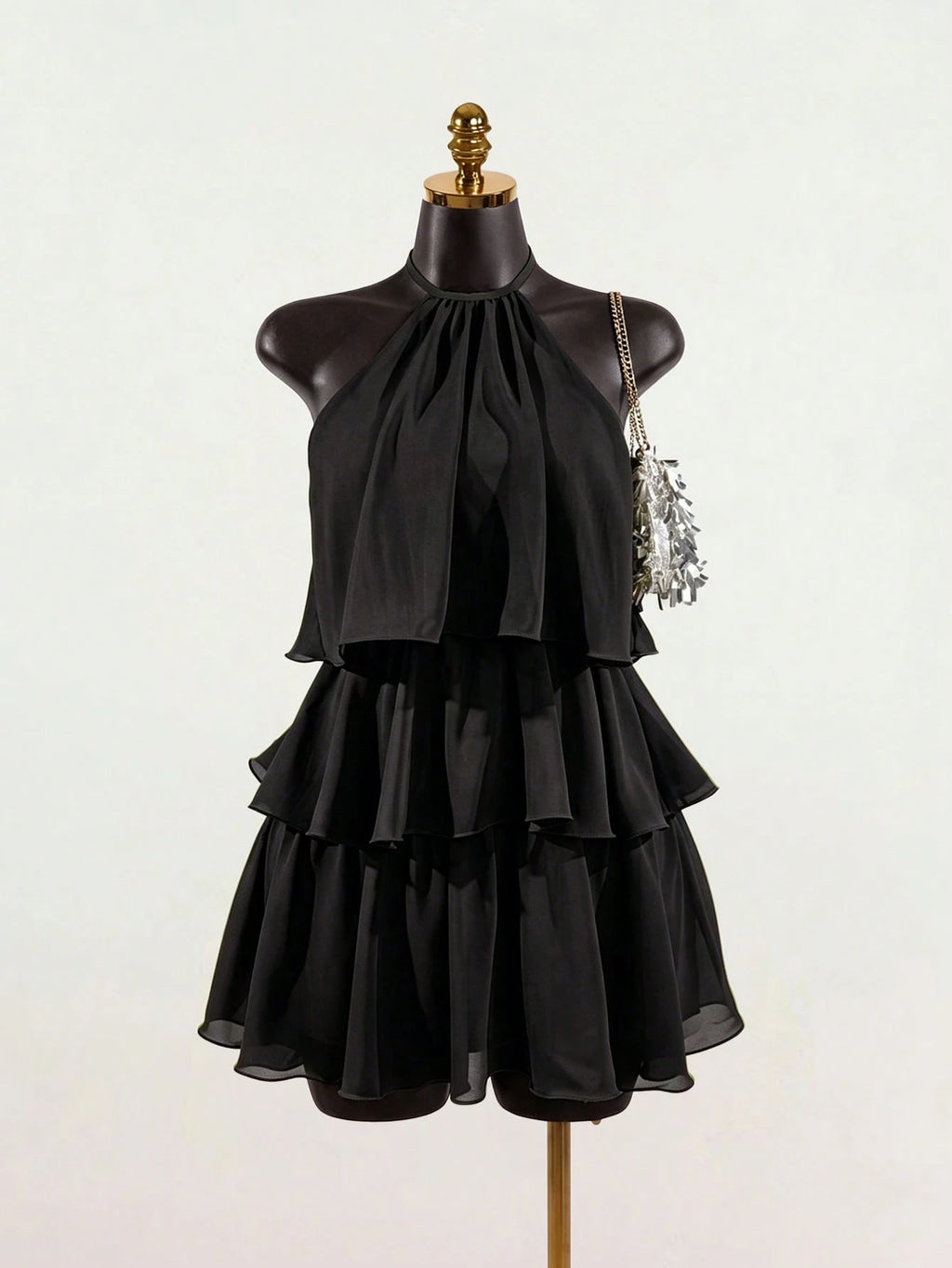 SaltGleam SaltGleam Women's Fashion Resort Ruffled Hem Halter Neck Tie Waist Dress - image 3