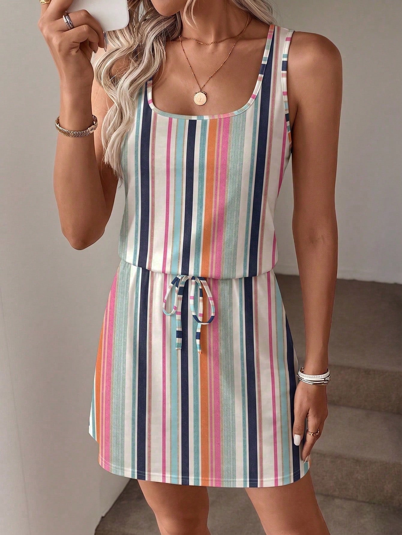 LUNE Women's Casual Printed Short Dress Suitable For Spring And Summer