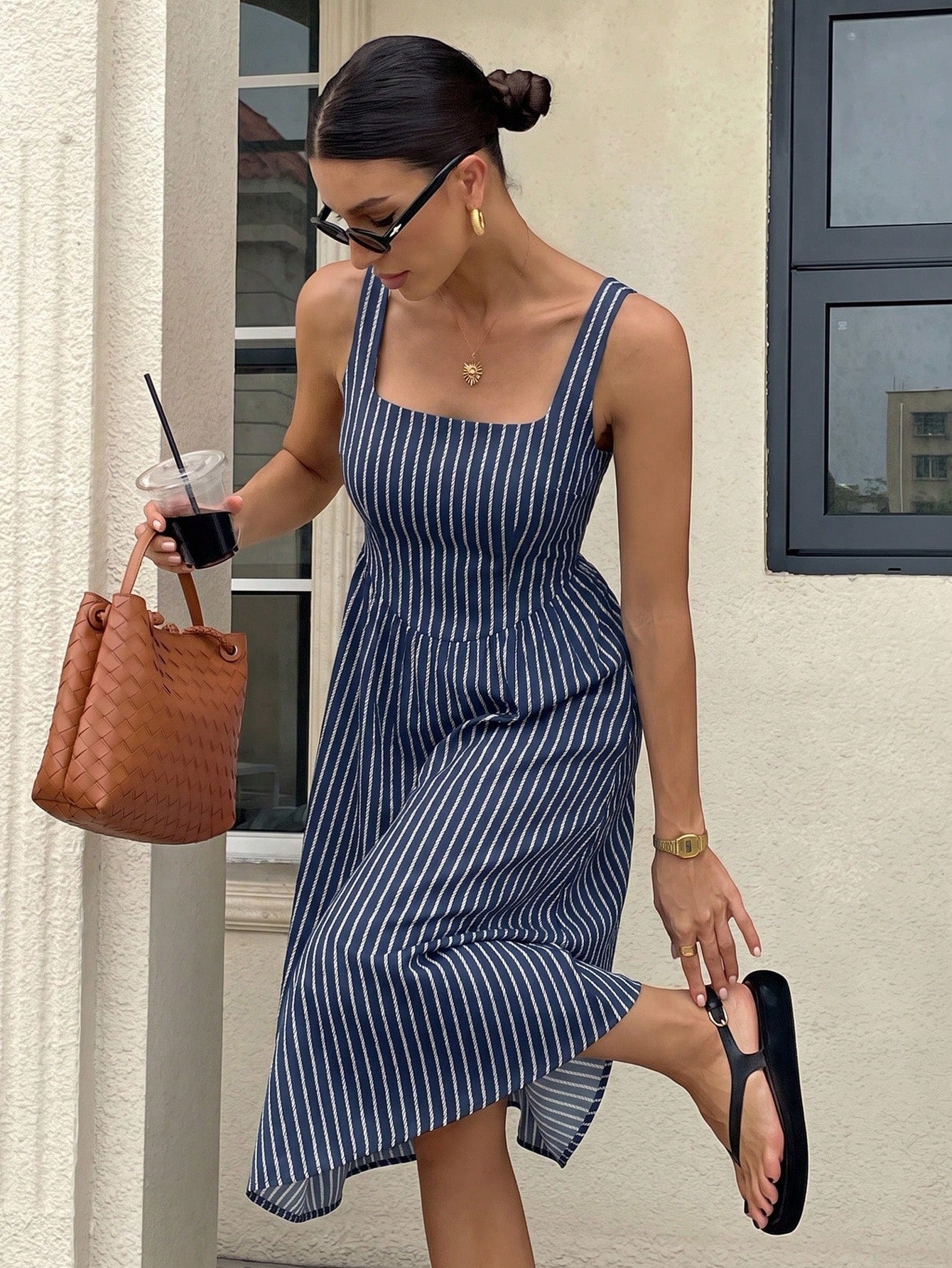 Siren Gaze Women's Mid-Length Dress, Casual Minimalist Vacation