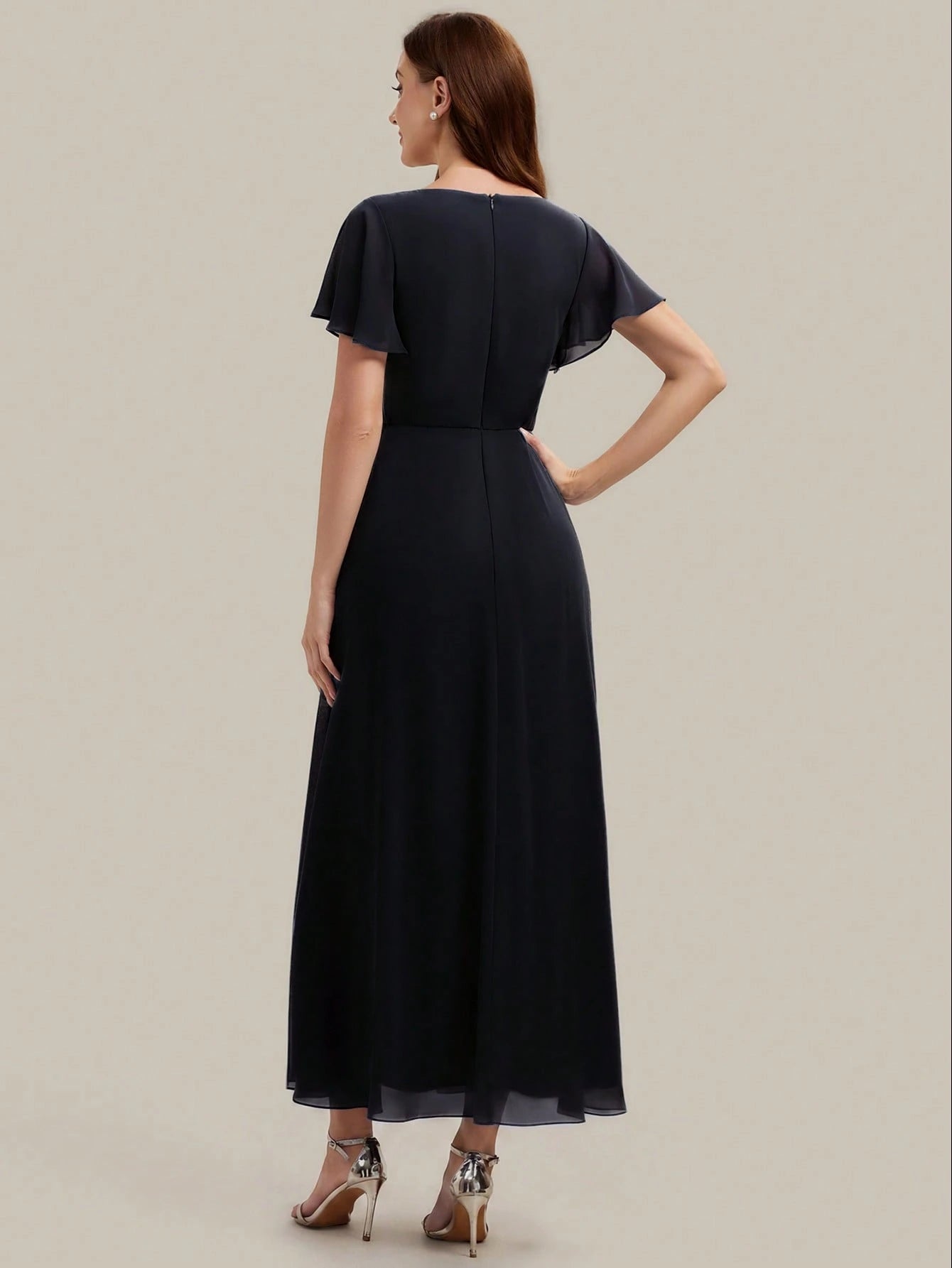 EVERPRETTY Women's Elegant Romantic V-Neck Short Sleeve Ruffle Sleeve Chiffon Evening Dress, Suitable For - image 11