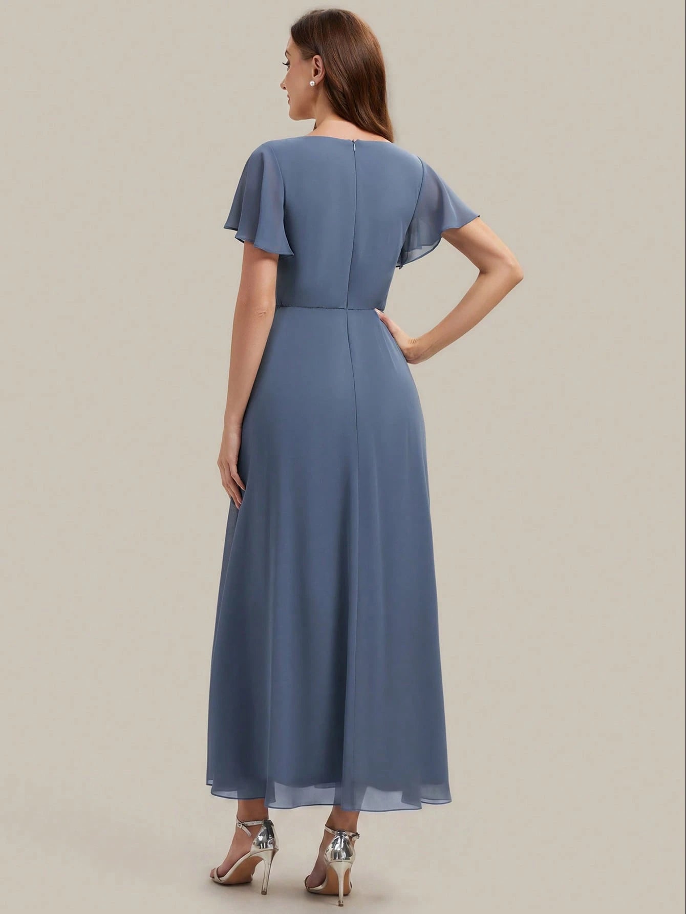 EVERPRETTY Women's Elegant Romantic V-Neck Short Sleeve Ruffle Sleeve Chiffon Evening Dress, Suitable For - image 17