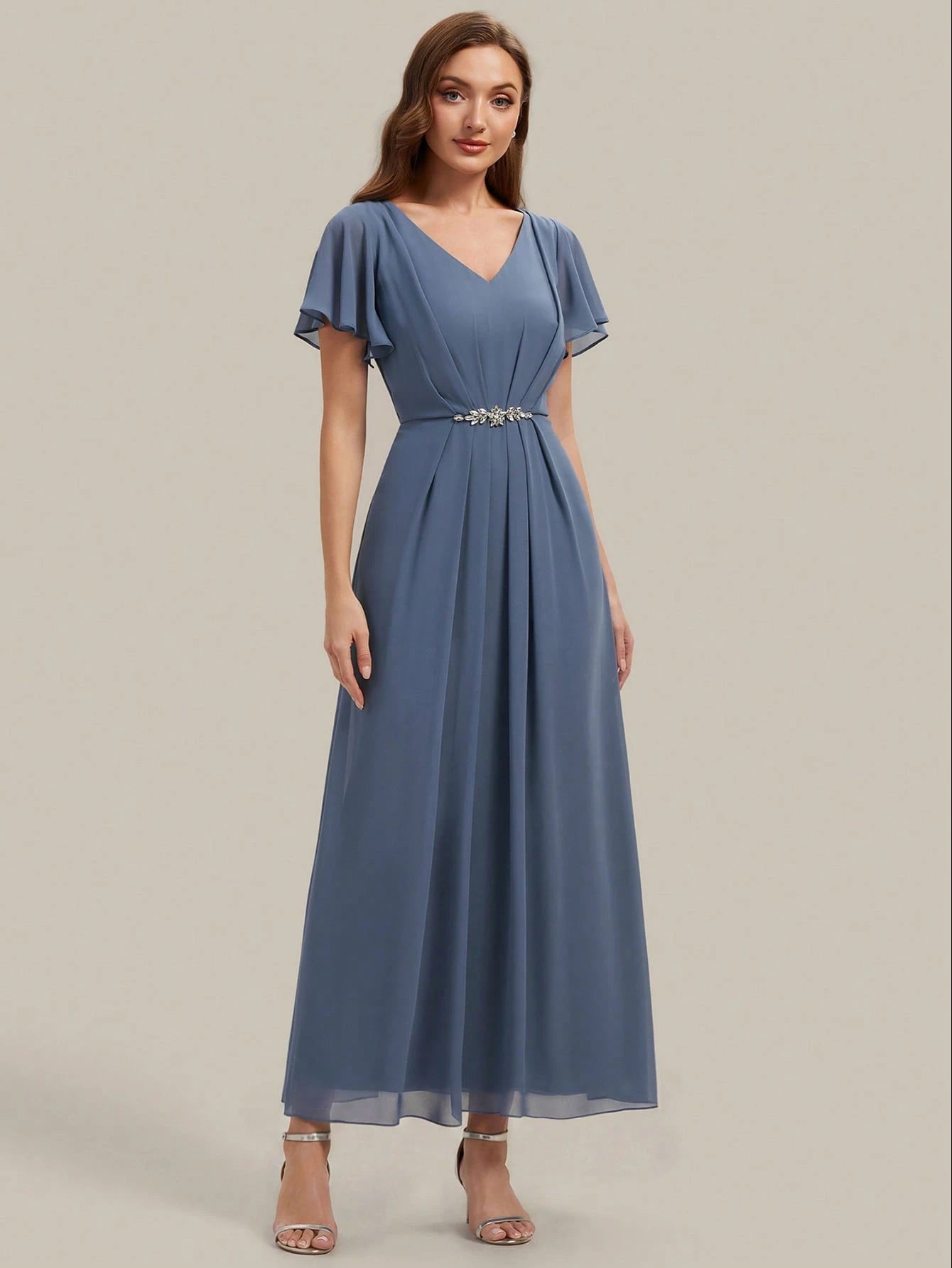 EVERPRETTY Women's Elegant Romantic V-Neck Short Sleeve Ruffle Sleeve Chiffon Evening Dress, Suitable For - image 19