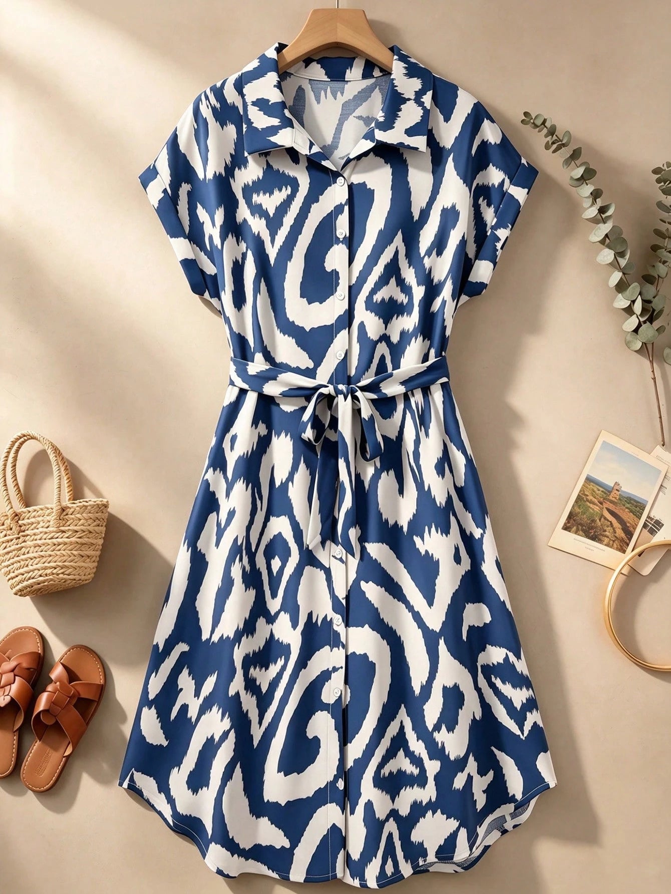 Rusticease Women's Blue And White Stripe Summer Casual Midi